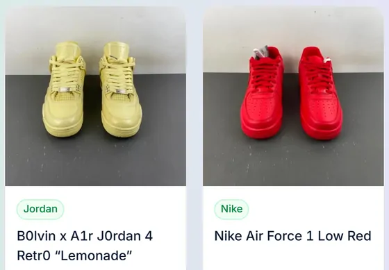 Two examples of low-top trainers in the catalogue