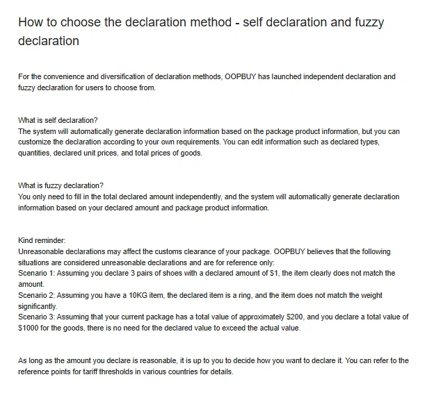 Oopbuy article explaining self declaration and fuzzy declaration with unreasonable examples