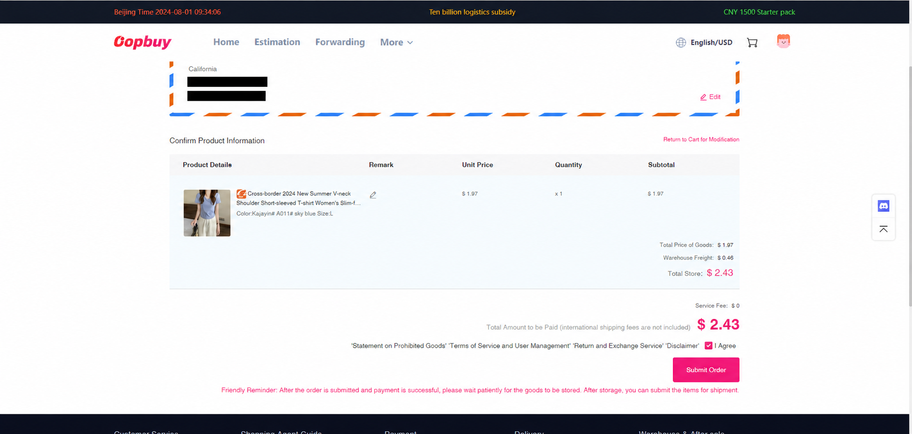 Review the item checkout — official tutorial screen